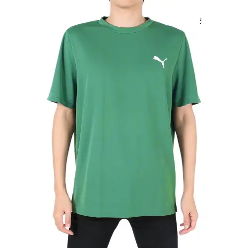 PUMA T Shirts Men's Green Crew Neck Straight Fit