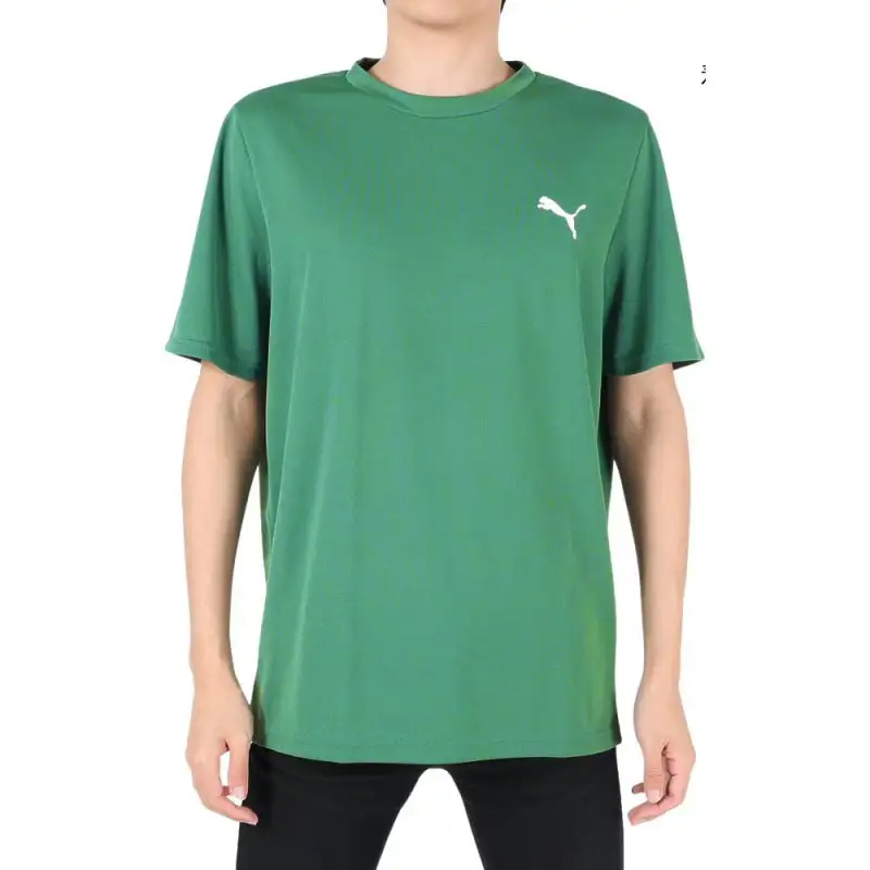 PUMA T Shirts Men's Green Crew Neck Straight Fit