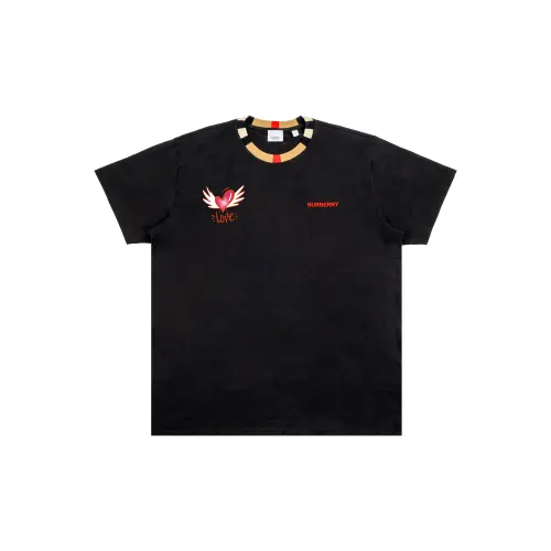 Burberry T Shirts Unisex Black Crew Neck Moderate Straight Fit
