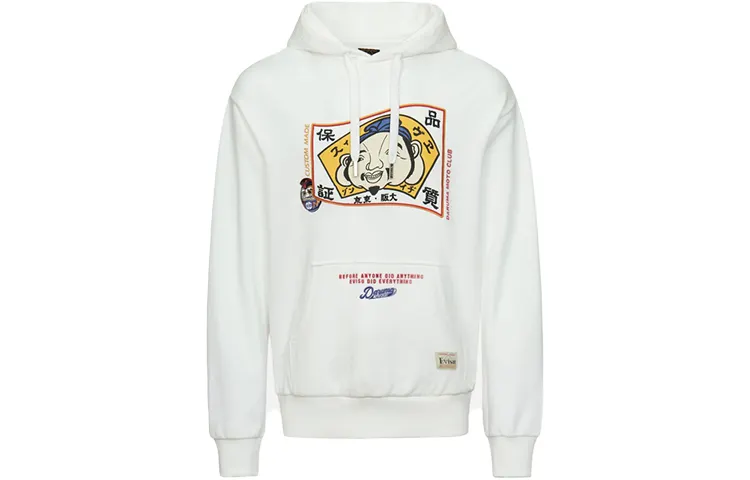 EVISU Sweatshirts Men's White Hooded Moderate Regular