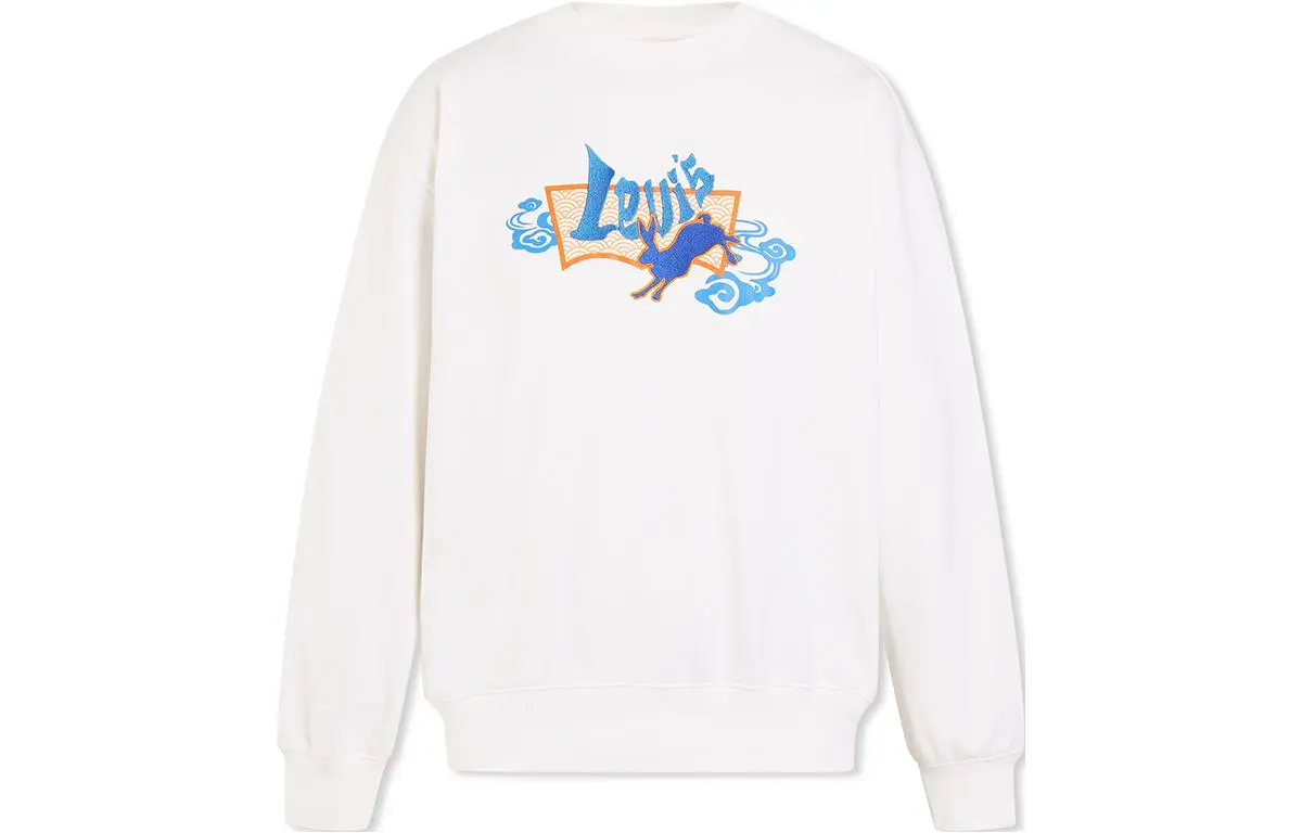 Levi's Sweatshirts Men's White Crew Neck Moderate