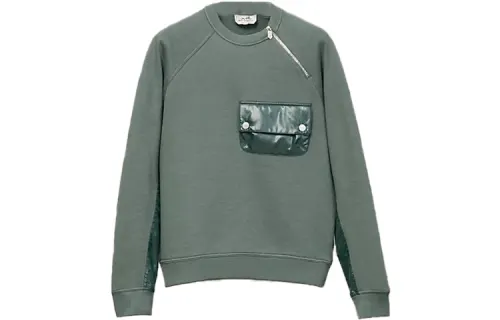 HERMES Sweatshirts Men's Green Crew Neck Moderate Regular