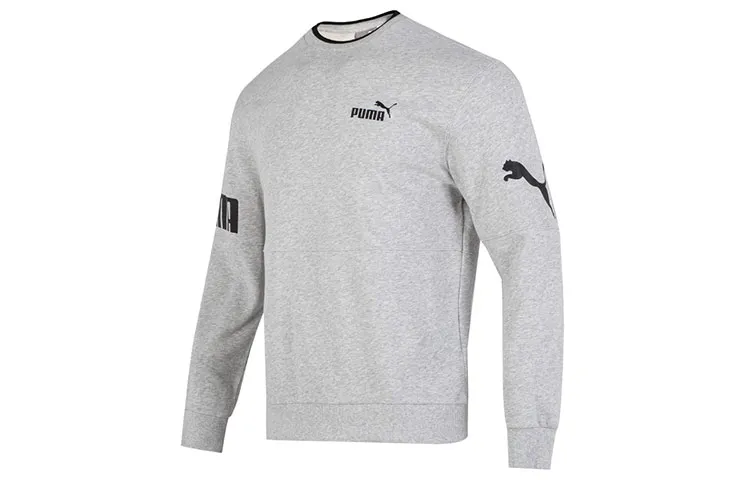 PUMA Sweatshirts Men's Gray Crew Neck Moderate Straight Fit