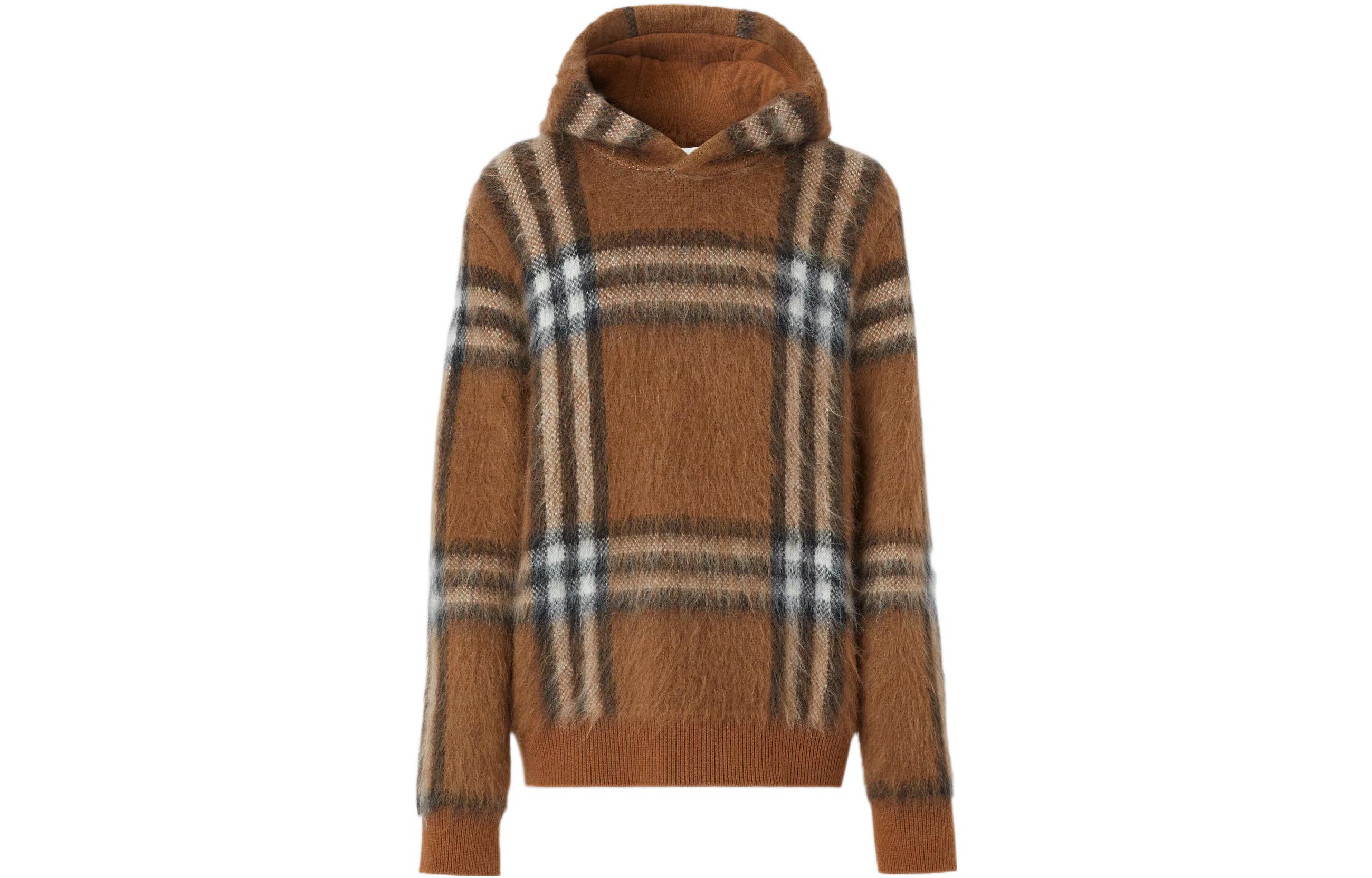 Burberry Exaggerated Check Wool Mohair Blend Hoodie