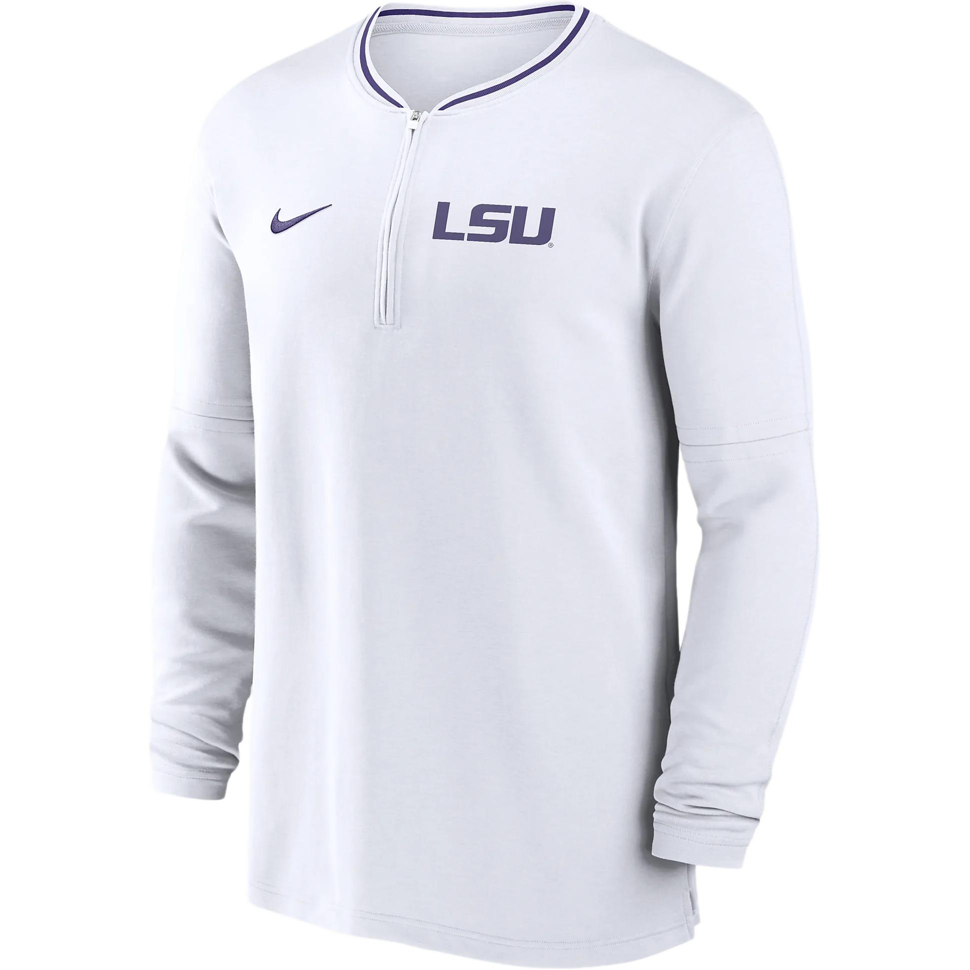 Nike Lsu Tigers Sideline Coach Men's Nike Dri FIT College 1/2 Zip Long Sleeve Top