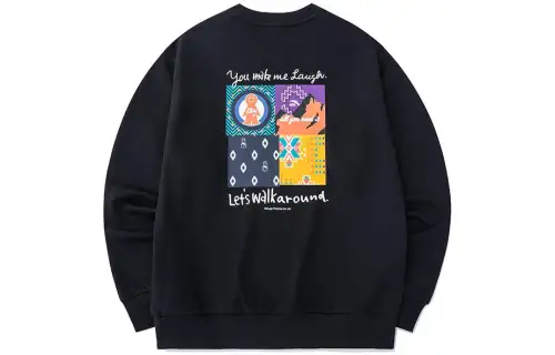 ANTA Life Collection Sweatshirts Unisex Black Crew Neck Moderate Regular