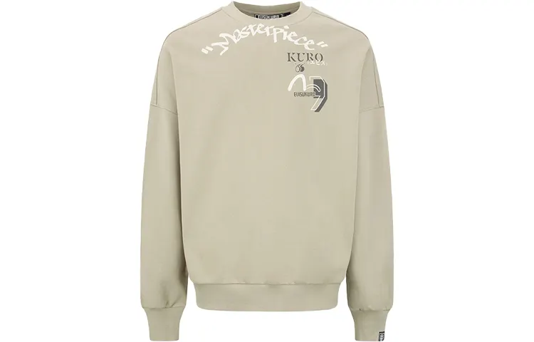 EVISU Sweatshirts Men's Khaki Crew Neck Moderate Regular