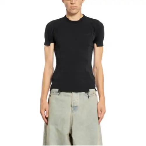 Vetements T Shirts Men's Black Crew Neck Moderate Straight Fit