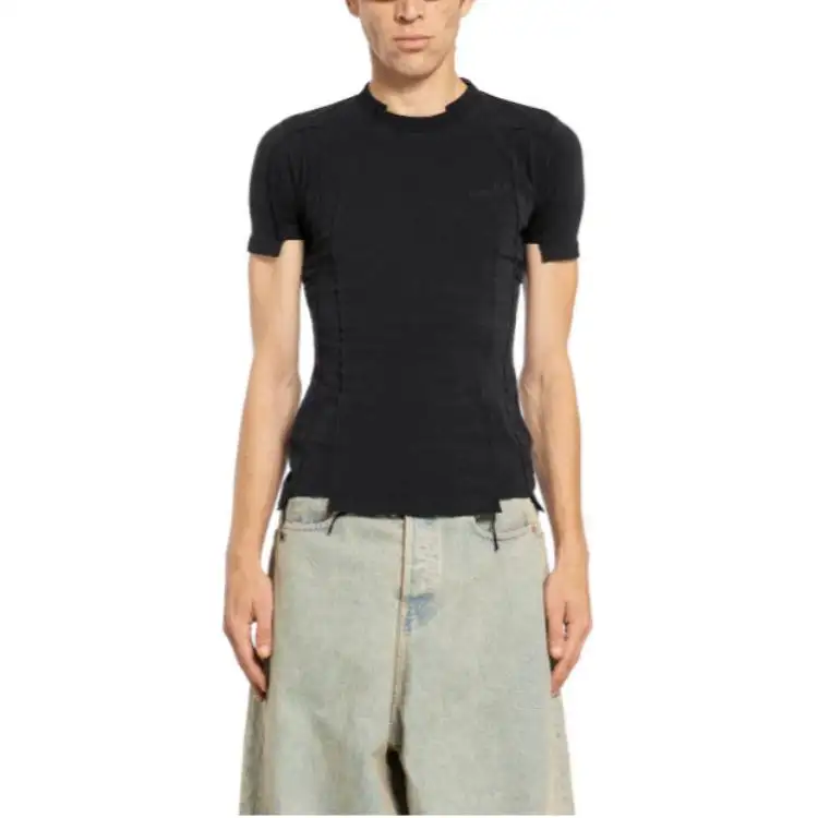 Vetements T Shirts Men's Black Crew Neck Moderate Straight Fit