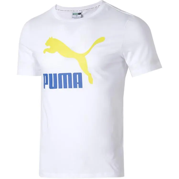 PUMA T-Shirts Men's White Crew Neck Moderate Straight Fit