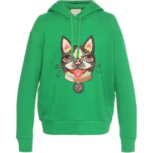 GUCCI Sweatshirts Men's Green Hooded Moderate