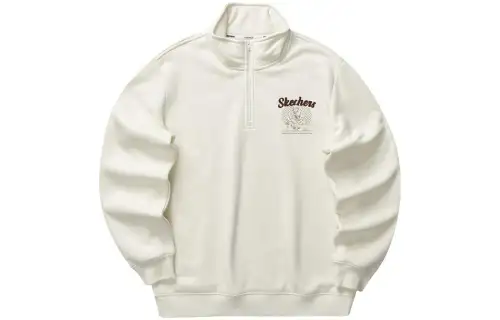 Skechers Sweatshirts Unisex Butter Ecru Polo Collar Moderate Regular