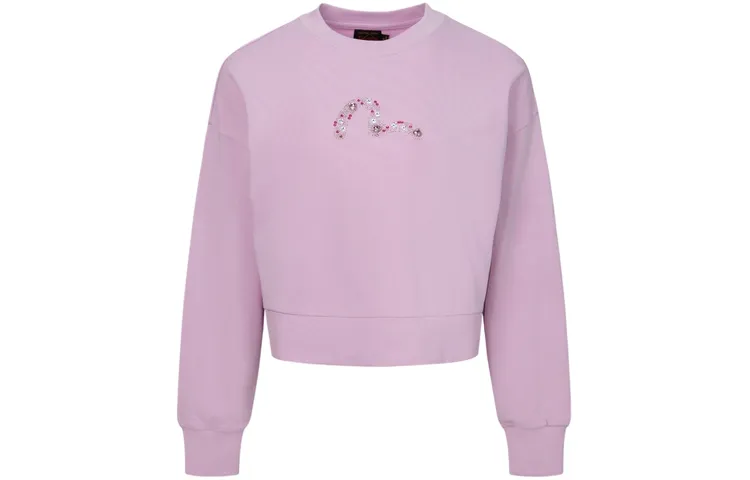EVISU Sweatshirts Women's Pink Crew Neck Moderate Regular