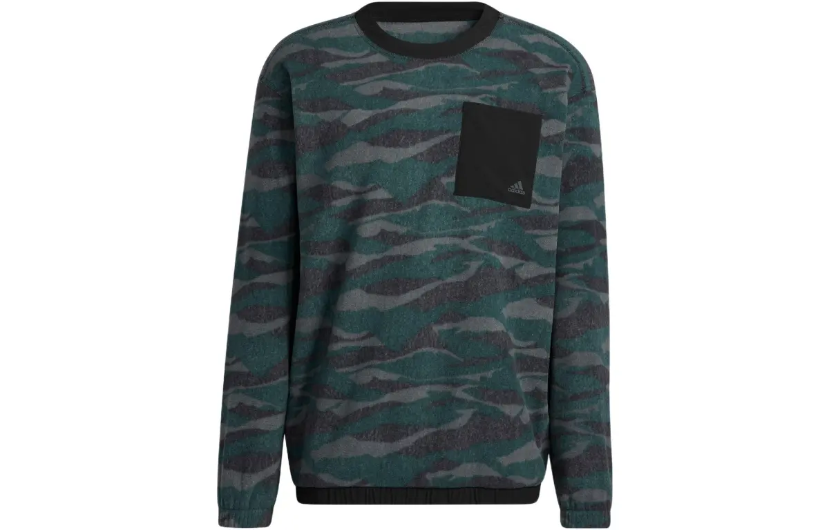 Adidas Sweatshirts Men's Dark Green Crew Neck Moderate Regular