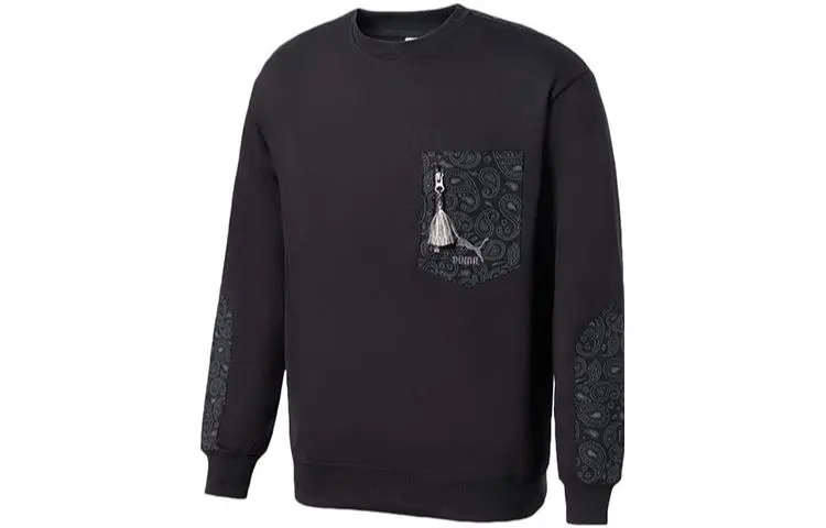 PUMA Sweatshirts Men's Black Crew Neck Moderate Regular