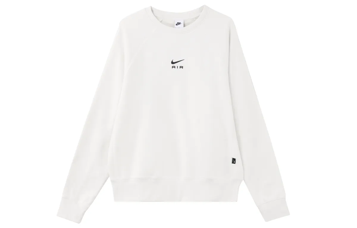 Nike Air Solid Color Crew Neck Fleece Lined Long Sleeved Casual Sweatshirt Men's Mountain Peak White