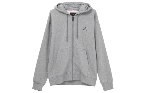 Jordan Sweatshirts Men's Gray Fleece Lined Hooded Moderate Cardigan