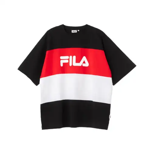 FILA T Shirts Men's Black Crew Neck Moderate Straight Fit