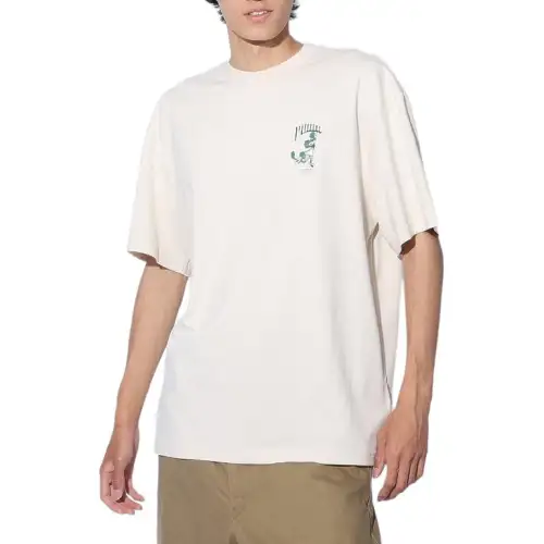 PUMA T Shirts Men's White Crew Neck Moderate Straight Fit
