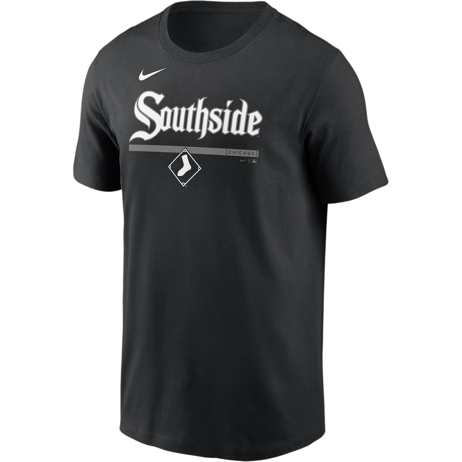 Nike X MLB joint logo logo letter print pattern ribbed round neck short-sleeved T-shirt Chicago White Sox Men's Black