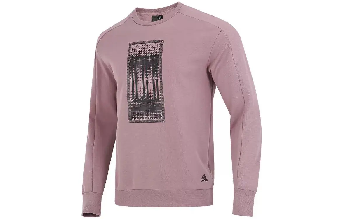 Adidas Sweatshirts Men's Pink Crew Neck Moderate Straight Fit