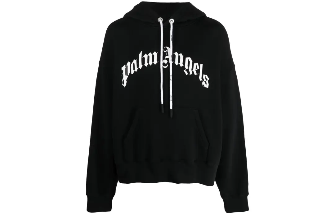 PALM ANGELS Curved Logo print Hoodie