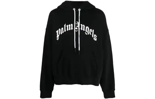 PALM ANGELS Curved Logo print Hoodie