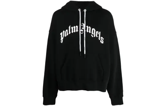 PALM ANGELS Curved Logo print Hoodie