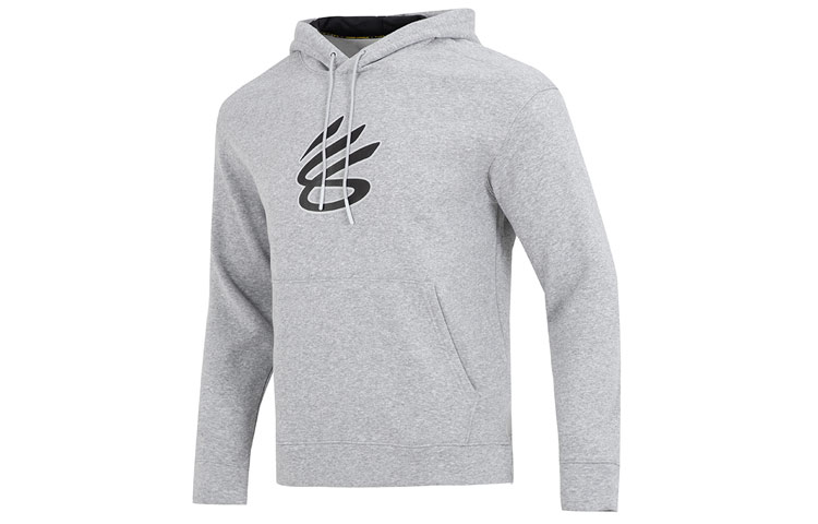 Under Armour Curry Geometric Pattern Print Athleisure Hooded Fleece Lined Long Sleeved Sweatshirt Men's Gray