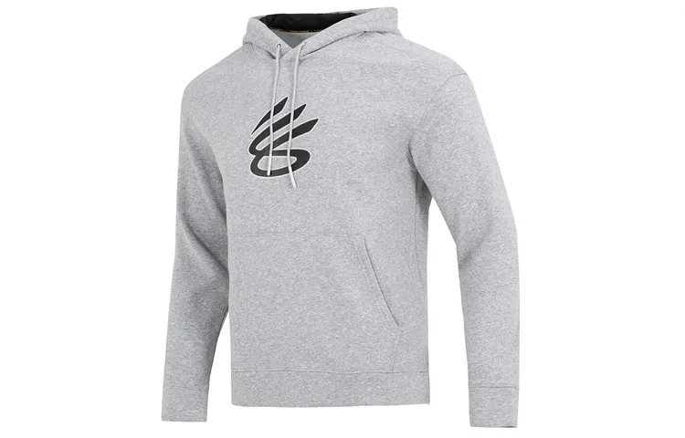 Under Armour Stephen Curry Geometric Pattern Print Athleisure Hooded Fleece Lined Long Sleeved Sweatshirt Men's Gray