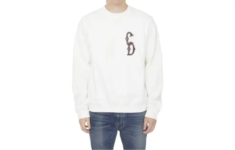 DIOR Sweatshirts Men's White Crew Neck Moderate Regular