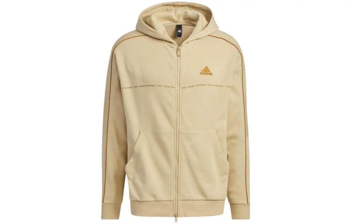 Adidas Sweatshirts Unisex Khaki Hooded Moderate Cardigan