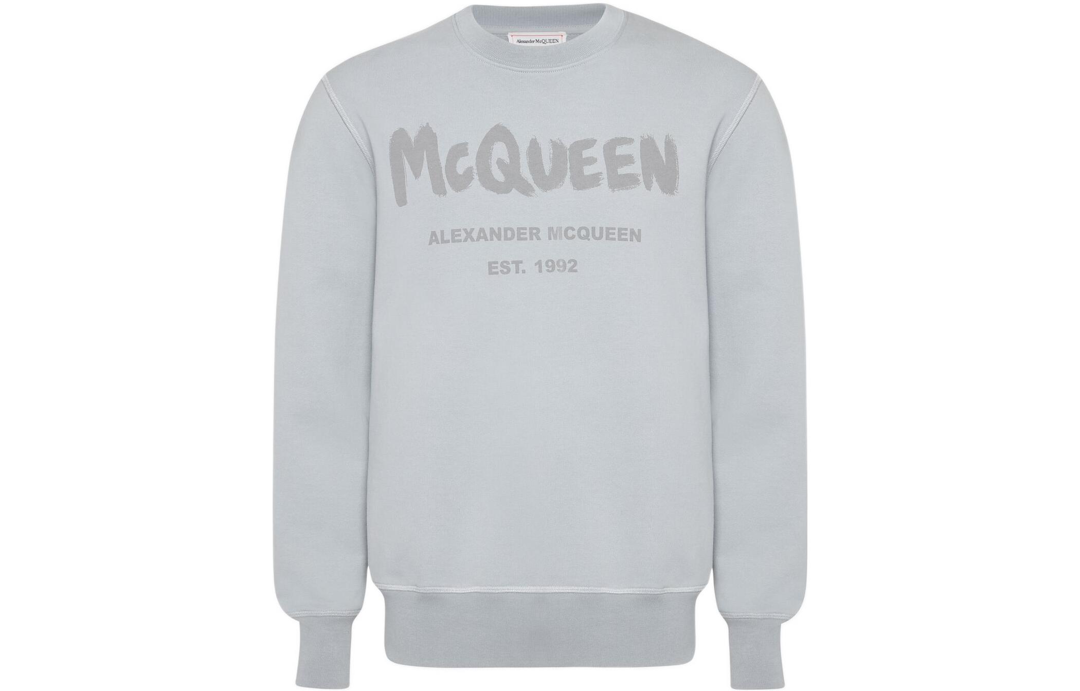 Мужской свитшот Alexander McQueen Logo Print (серый)