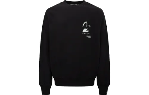 EVISU Sweatshirts Men's Black Crew Neck Moderate Other
