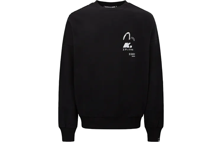EVISU Sweatshirts Men's Black Crew Neck Moderate Other
