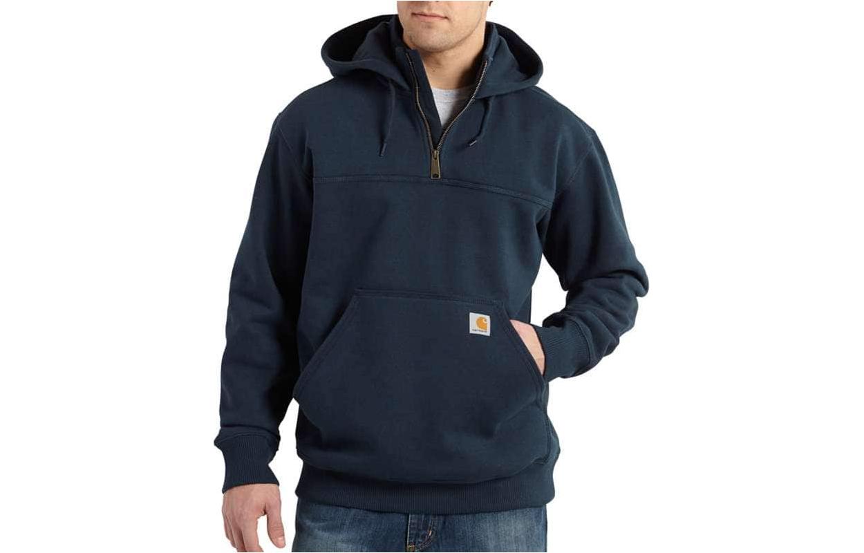 Мужское худи Carhartt Carhartt RAIN DEFENDER LOOSE FIT HEAVYWEIGHT QUARTER-ZIP HOODIE (серое)