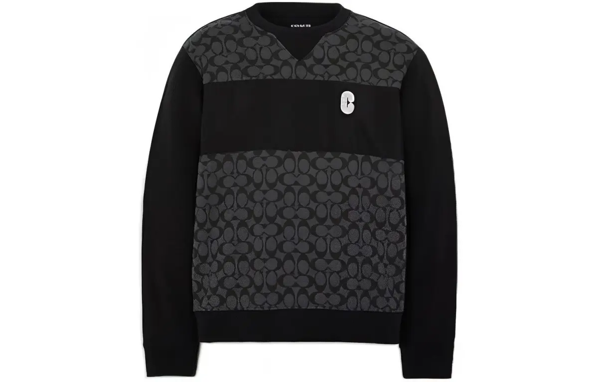 COACH Sweatshirts Men's Black Crew Neck Moderate Regular