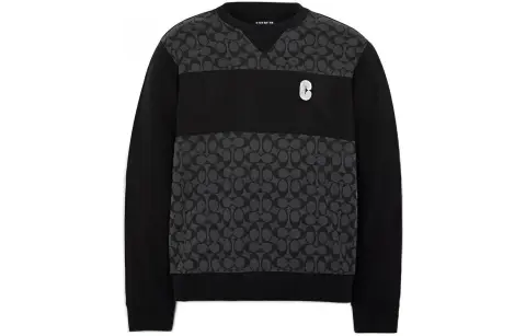 COACH Sweatshirts Men's Black Crew Neck Moderate Regular