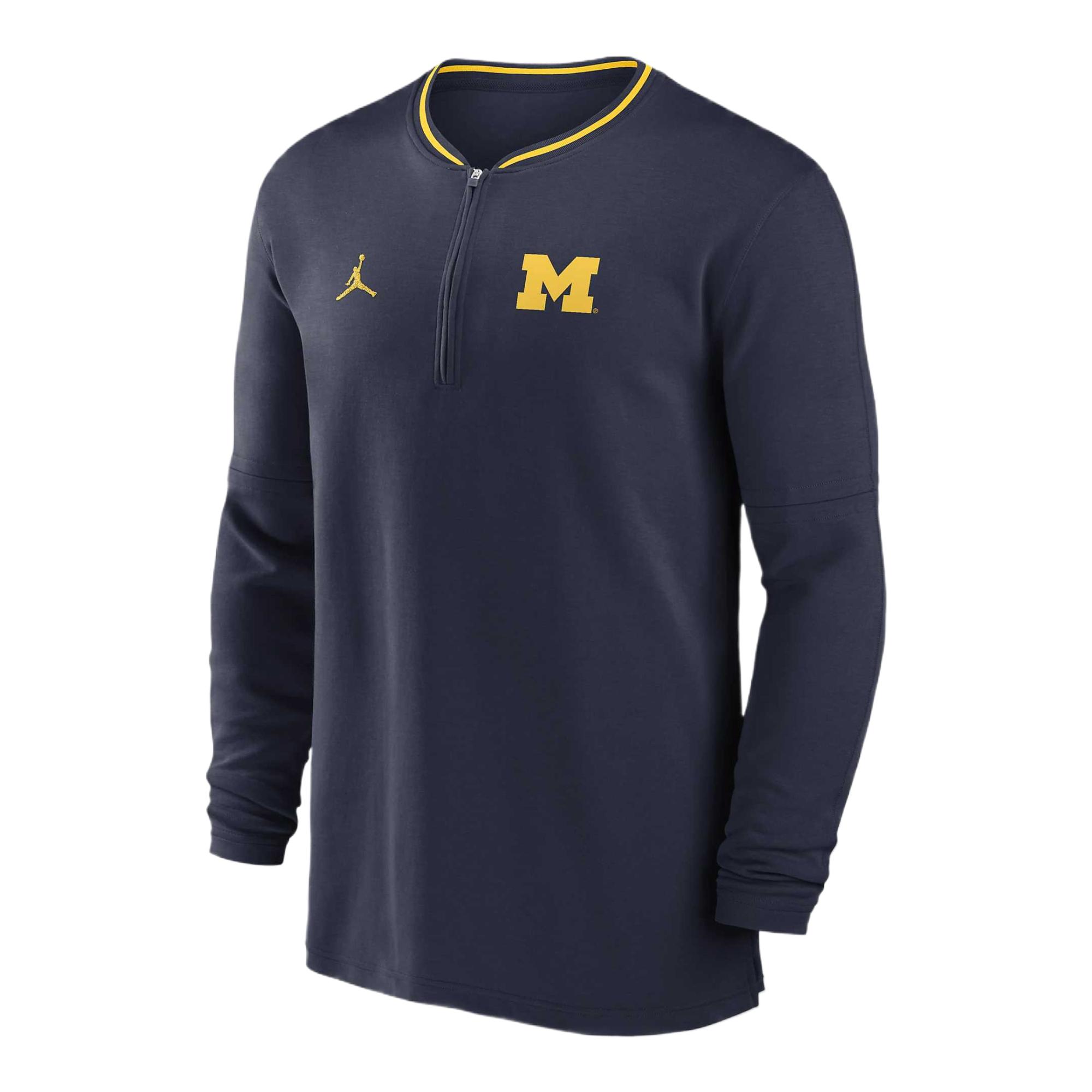 Jordan Michigan Wolverines Sideline Coach Men's Jordan Dri FIT College 1/2 Zip Long Sleeve Top