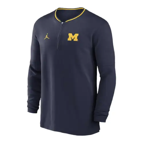 Jordan Michigan Wolverines Sideline Coach Men's Jordan Dri FIT College 1/2 Zip Long Sleeve Top