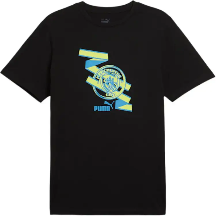 PUMA Manchester City Soccer Ball Club Collection FTBL SS24 T Shirt Men's Black