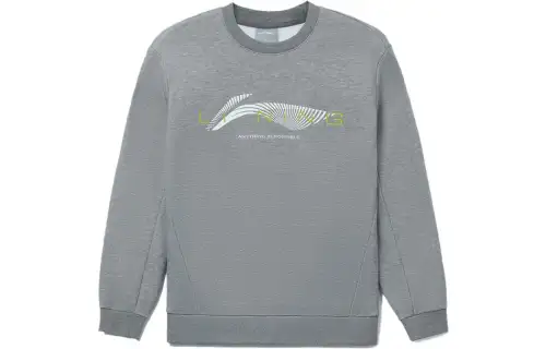Li Ning Sports Life Collection Sweatshirts Unisex Gray Crew Neck Thickened Regular