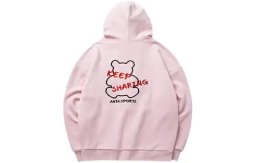 ANTA Life Collection Sweatshirts Unisex Pink Hooded Thickened Regular