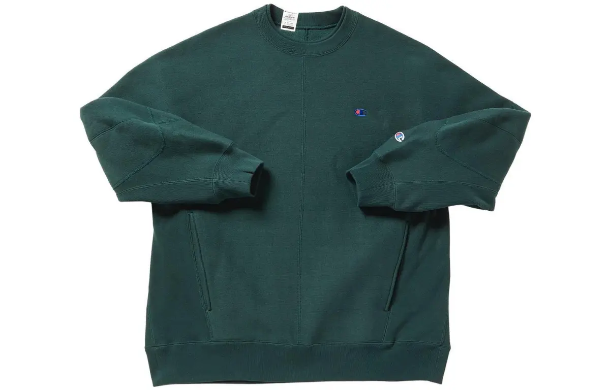 Champion FW22 Thickened And Fleece Lined, Champion C Logo Solid Color Pullover Sweatshirt Japan Version Unisex