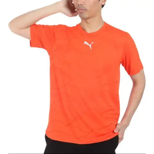 PUMA T Shirts Men's Orange Crew Neck Moderate