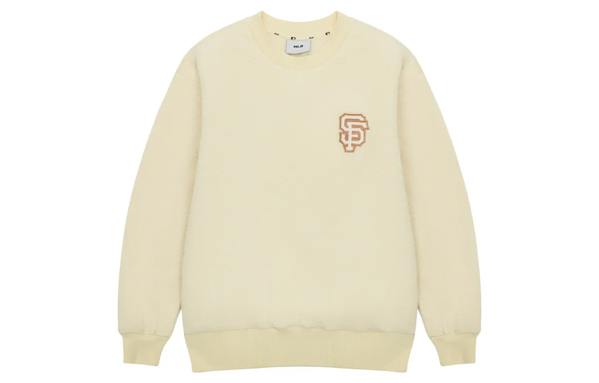 MLB San Francisco Giants, Thickened And Fleece Lined Crew Neck Pullover Sweatshirt Unisex Light Yellow