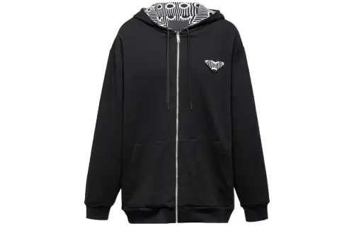 PRADA Sweatshirts Men's Black Hooded Moderate Regular