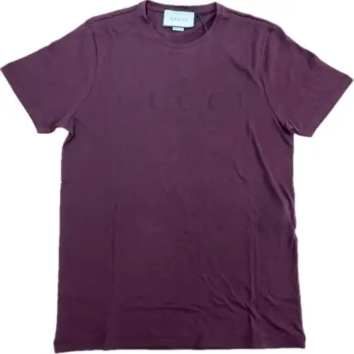 GUCCI T Shirts Men's Burgundy Crew Neck Moderate Straight Fit