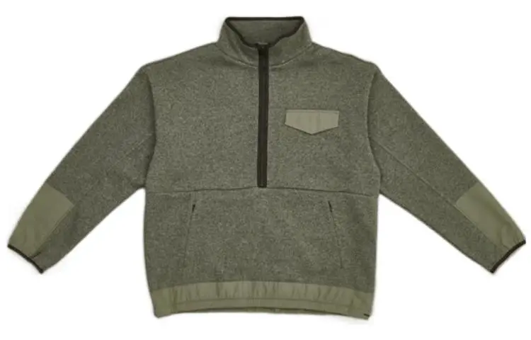 New Balance Half Zip Sweatshirts Men's Green Stand Collar Moderate Straight Fit