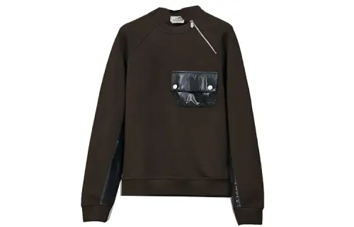 HERMES Sweatshirts Men's Dark Green Crew Neck Moderate